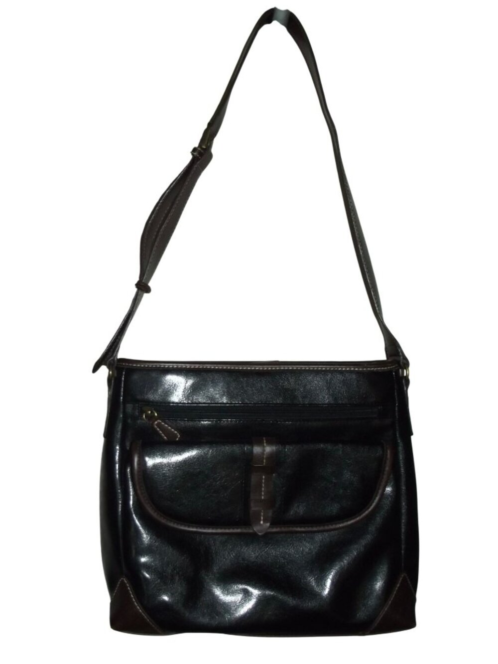 Relic by Fossil Crossbody Bag shiny black brown Organizer Shoulder Purse